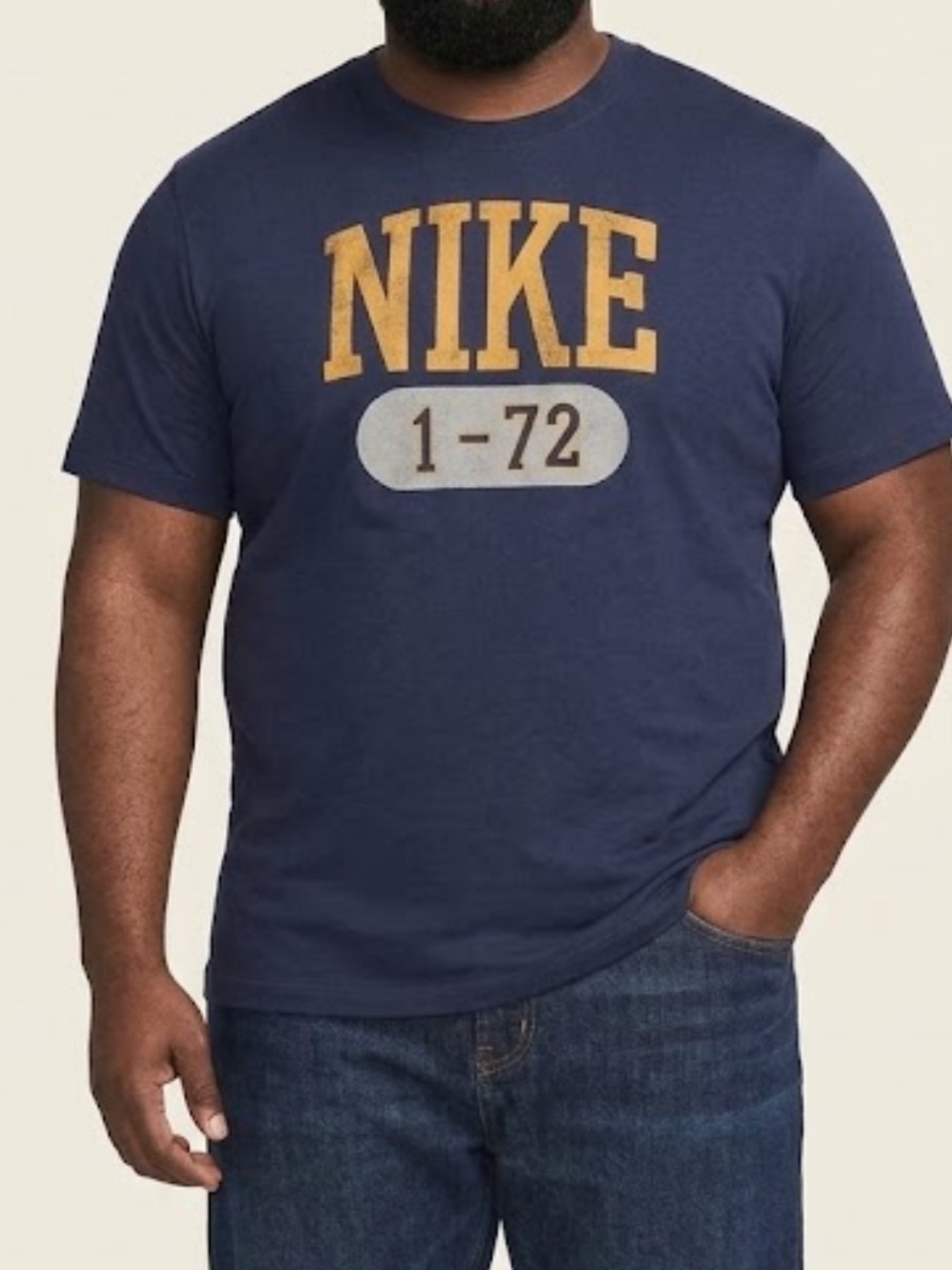 Nike Men’s Navy Tee with Gold Logo and Gray Accent